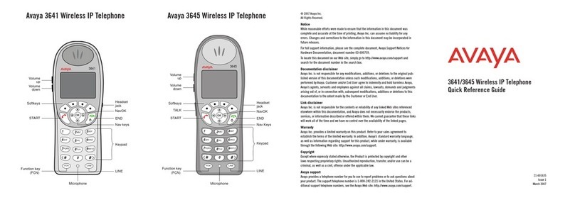 Avaya 3641/3645 Quick reference guide