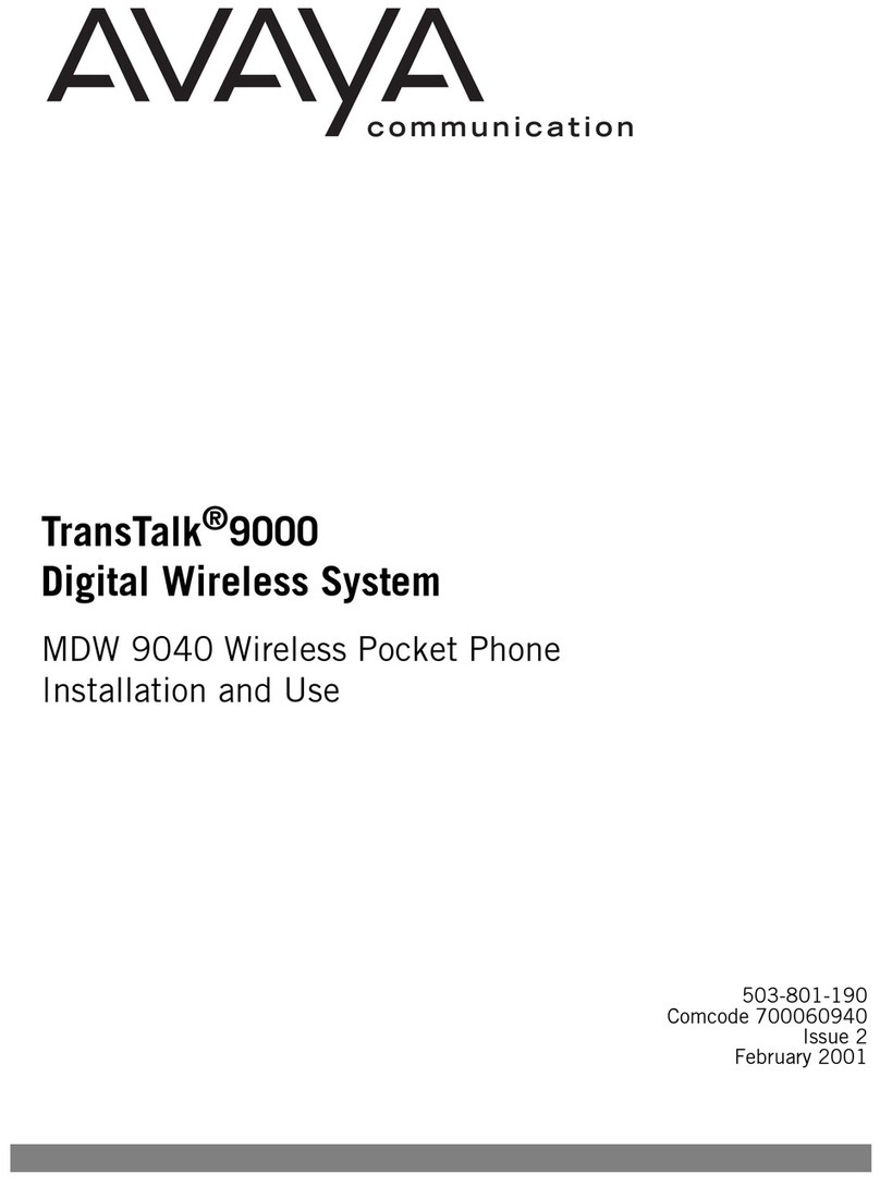Avaya TransTalk MDW 9040 Installation and use manual Avaya TransTalk MDW 9040 Installation and use manual
