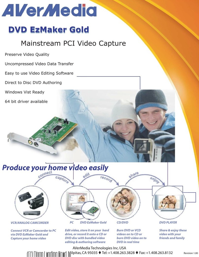 Avermedia Mainstream PCI Video Capture Specification sheet