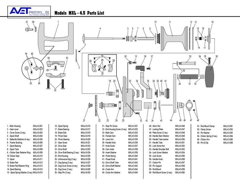 Avet Reels Fishing Reel MXL - 4.5 parts list