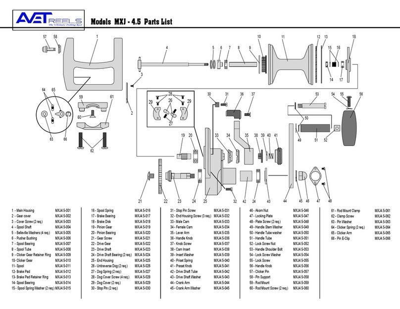 Avet Reels Fishing Reel MXJ - 4.5 parts list