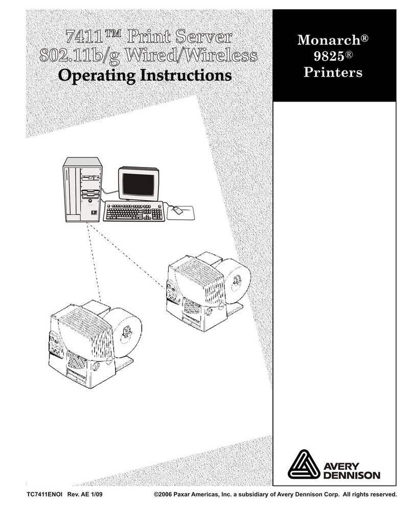 Avery Dennison Wireless Ethernet Print Server Monarch 7411 User manual