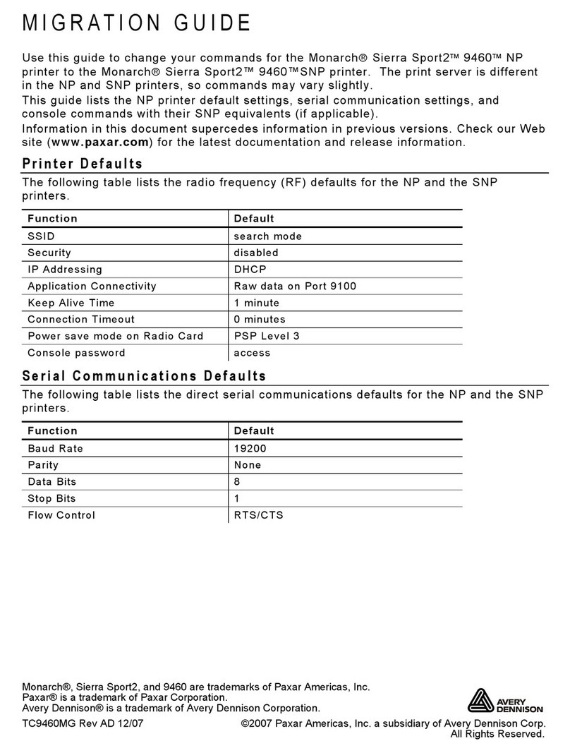 Avery Dennison Monarch 9460 User manual Avery Dennison Monarch 9460 User manual