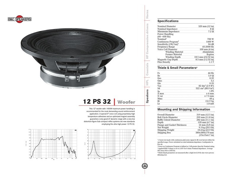 B&C Speakers Woofer 12 PS 32 Specifications