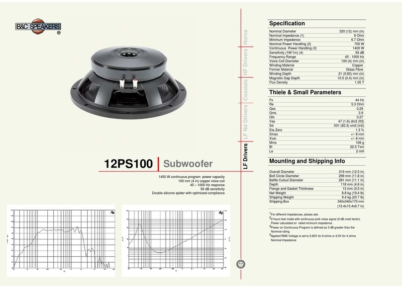 B&C Speakers Subwoofer 12PS100 specification