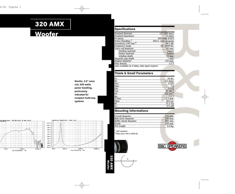 B&C Speakers Woofer 320AMX Specifications