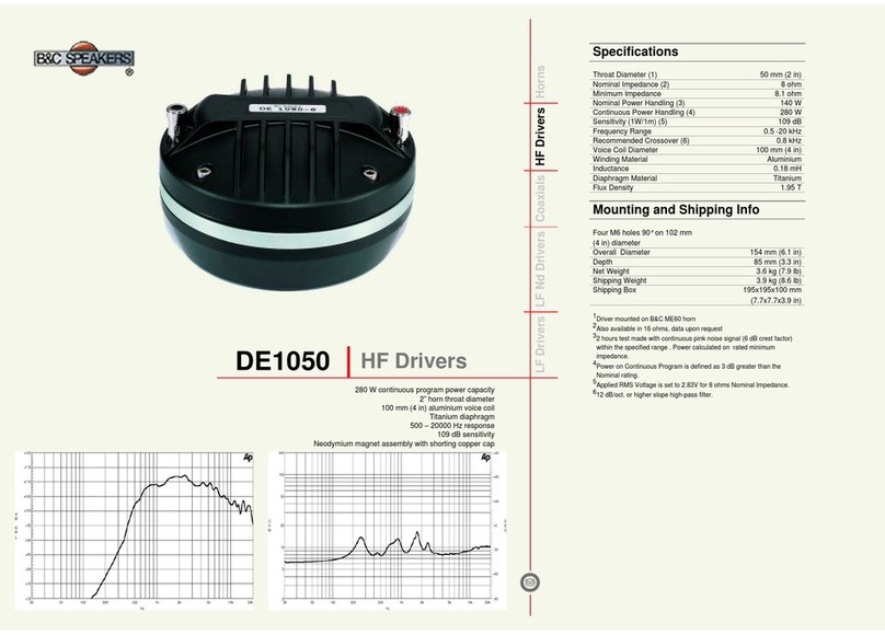 B&C Speakers HF Drivers DE1050 User manual