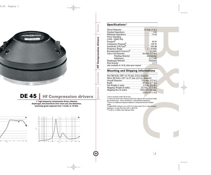 B&C Speakers Hf Compression Drivers DE 45 User manual