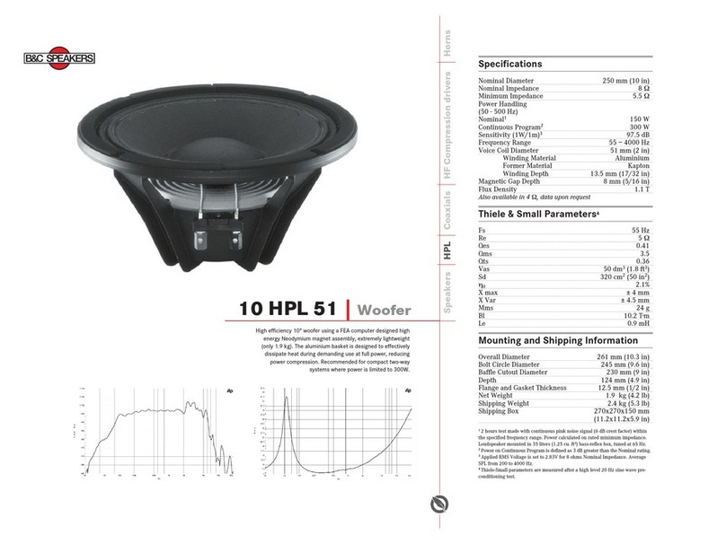 B&C Speakers 10 HPL 51 Specifications