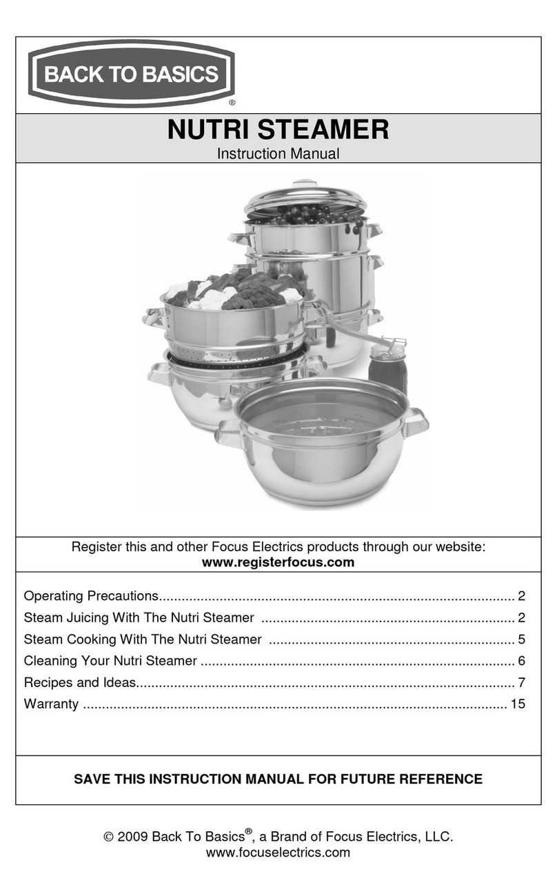 Back to Basics NUTRI STEAMER L5725A 01/09 instruction manual