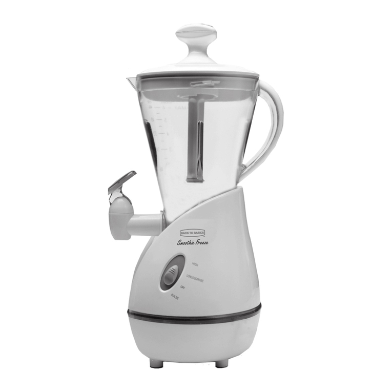 Back to Basics SMOOTHIE FREEZE SUP400BINST User manual
