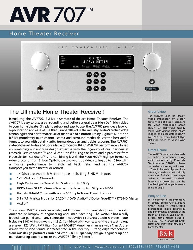 B&K AVR 707 User manual