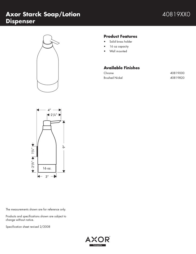Axor Starck Soap/Lotion Dispenser 40819XX0 Specification sheet Axor Starck Soap/Lotion Dispenser 40819XX0 Specification sheet