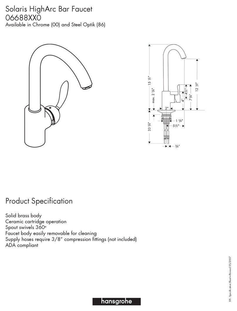 Hans Grohe Solaris Specification sheet