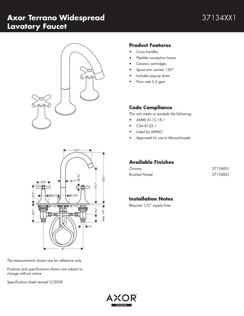 Axor Terrano Widespread Lavatory Faucet 37134XX1 Specification sheet Axor Terrano Widespread Lavatory Faucet 37134XX1 Specification sheet