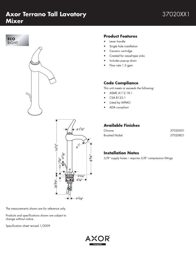 Axor Terrano Tall Lavatory Mixer 37020XX1 User manual Axor Terrano Tall Lavatory Mixer 37020XX1 User manual