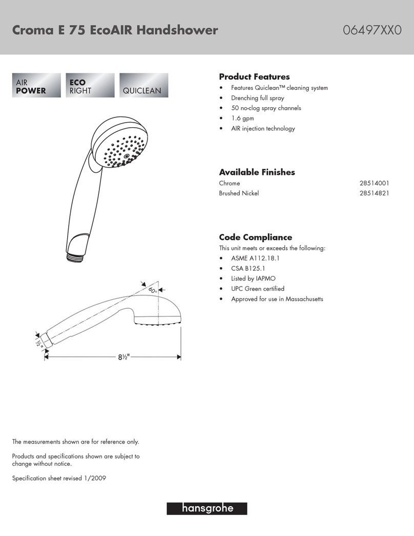 Axor Brushed Nickel 28514821 Specification sheet