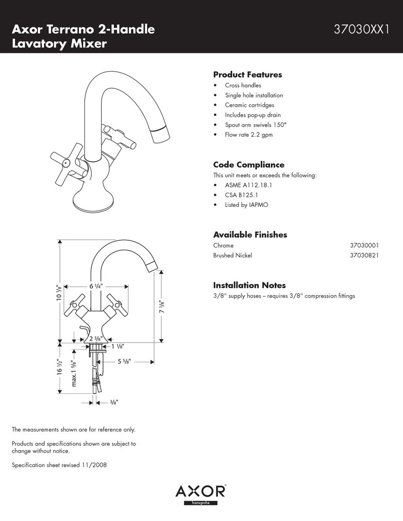 Axor Brushed Nickel 37030821 User manual Axor Brushed Nickel 37030821 User manual