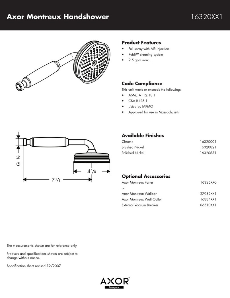 Axor Montreux Handshower 16320XX1 User manual Axor Montreux Handshower 16320XX1 User manual