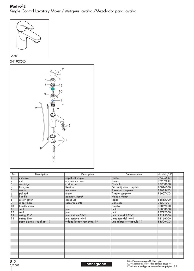 Axor MetroE 0493XX0 User manual Axor MetroE 0493XX0 User manual