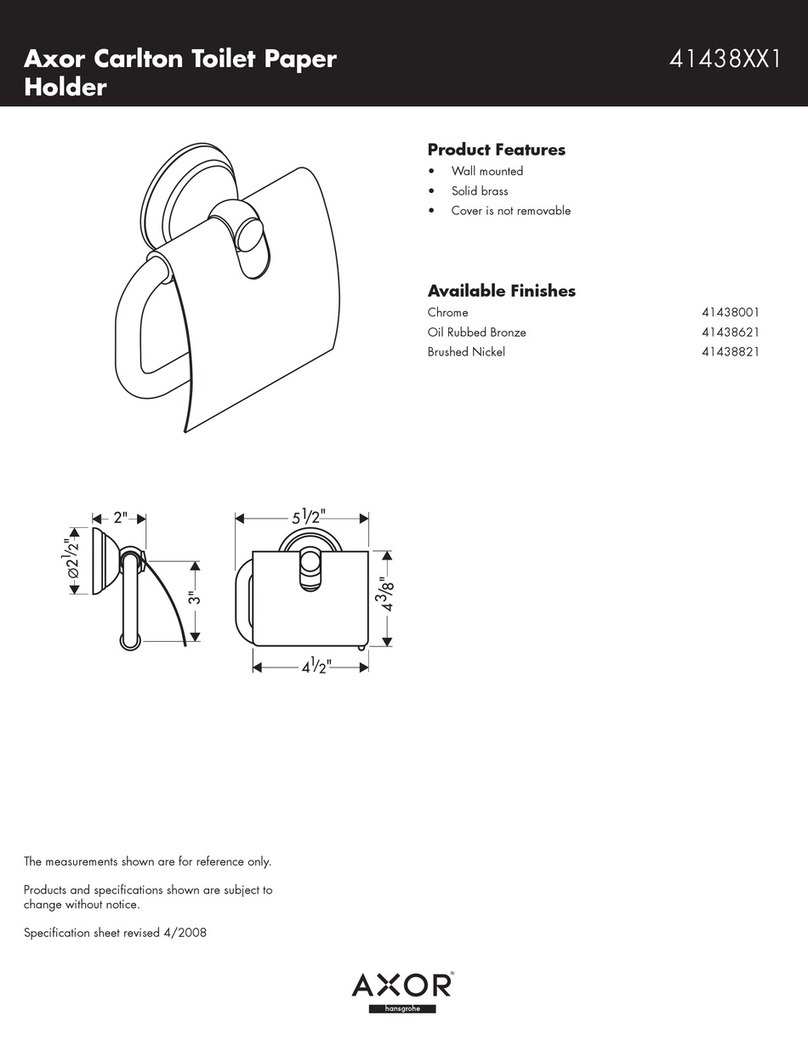 Axor Carlton Toilet Paper Holder 41438XX1 Specification sheet