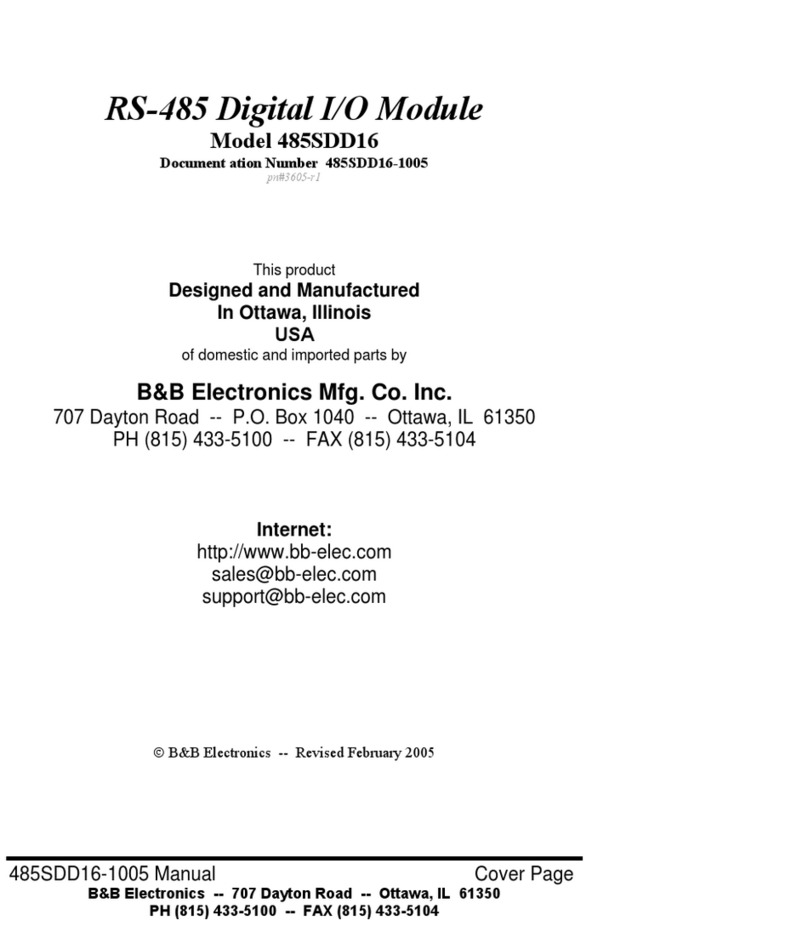 B&B Electronics RS-485 Digital I/O Module 485SDD16 user manual