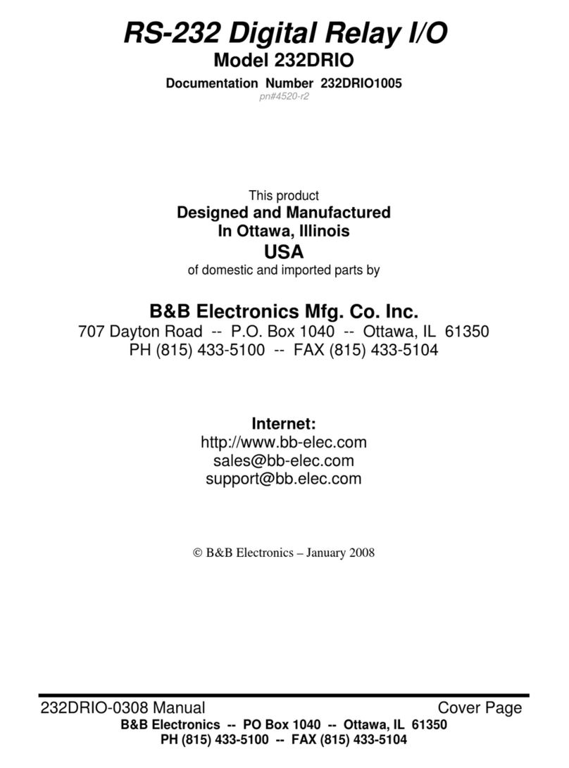 B&B Electronics RS-232 Digital Relay I/O 232DRIO user manual