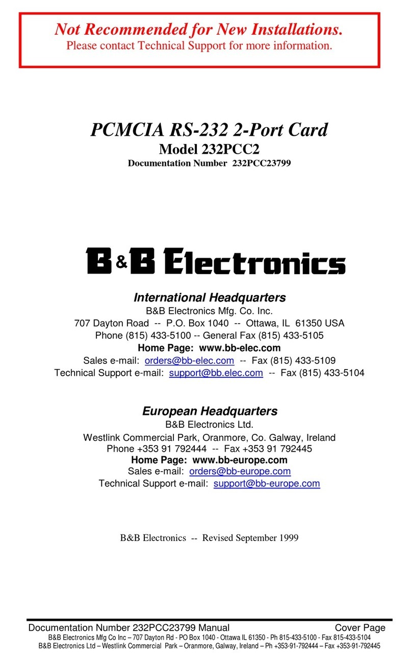 B&B Electronics PCMCIA 232PCC2 owner's manual
