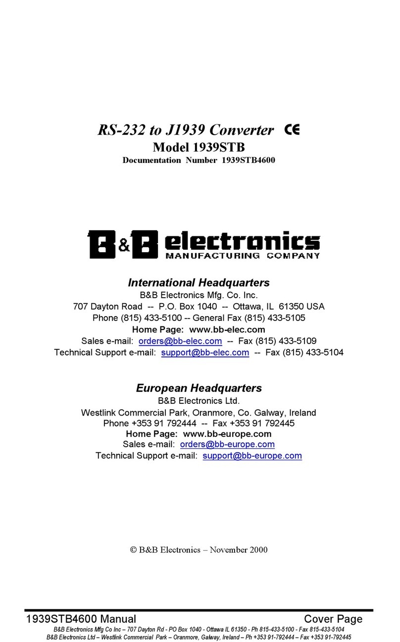B&B Electronics RS-232 to J1939 Converter CE 1939STB User manual B&B Electronics RS-232 to J1939 Converter CE 1939STB User manual