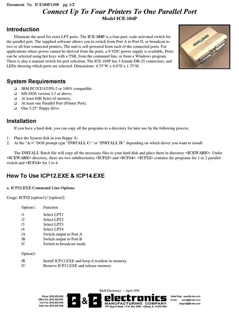 B&B Electronics ICE-104P Operating instructions
