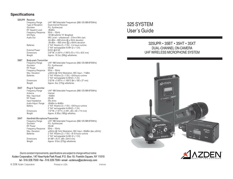 Azden Body-pack Transmitter 35BT User manual Azden Body-pack Transmitter 35BT User manual