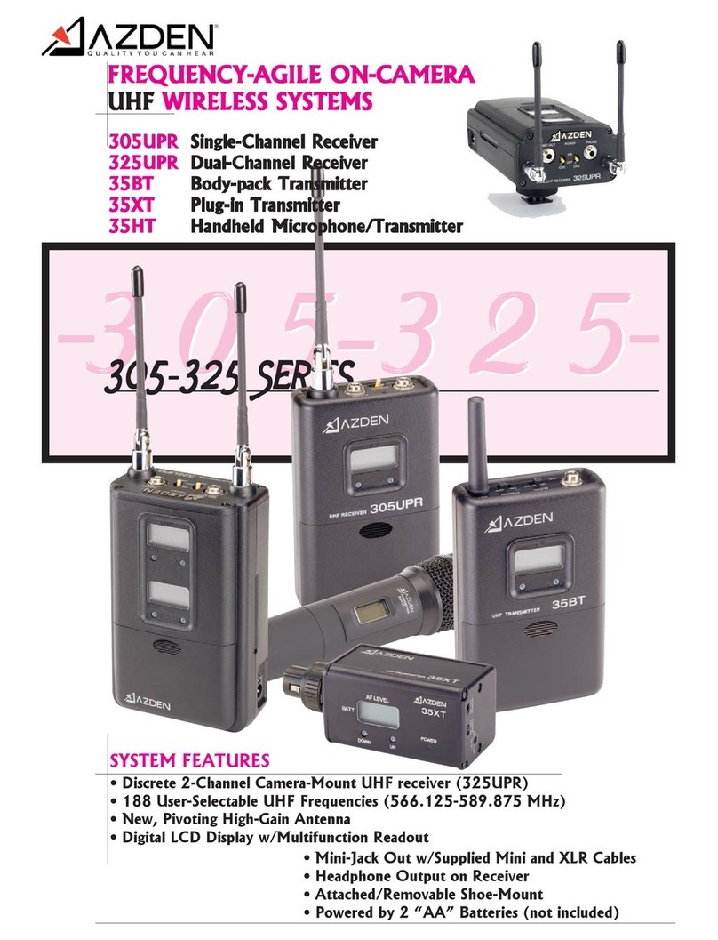 Azden Body-pack Transmitter 35BT User manual Azden Body-pack Transmitter 35BT User manual