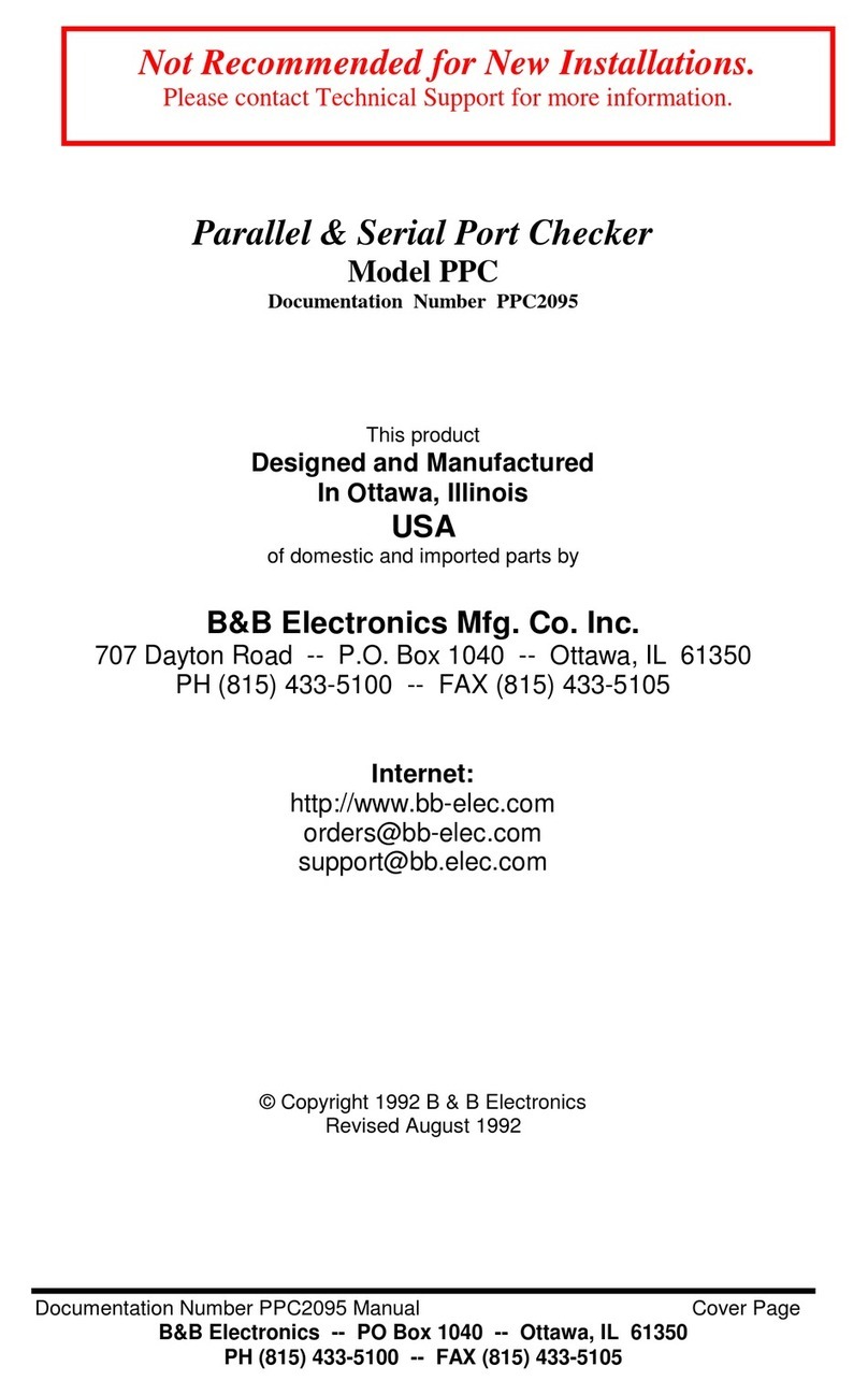B&B Electronics Parallel & Serial Port Checker PPC user manual