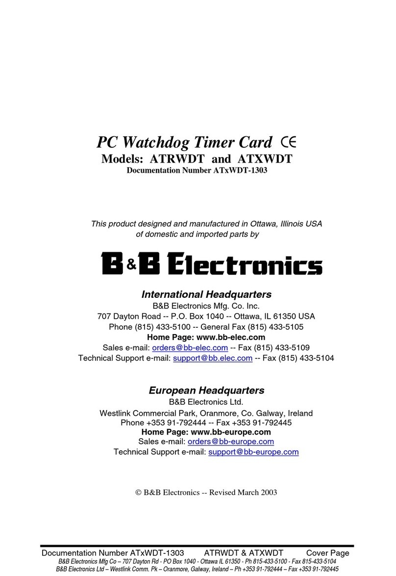 B&B Electronics PC Watchdog Timer Card ATRWDT user manual