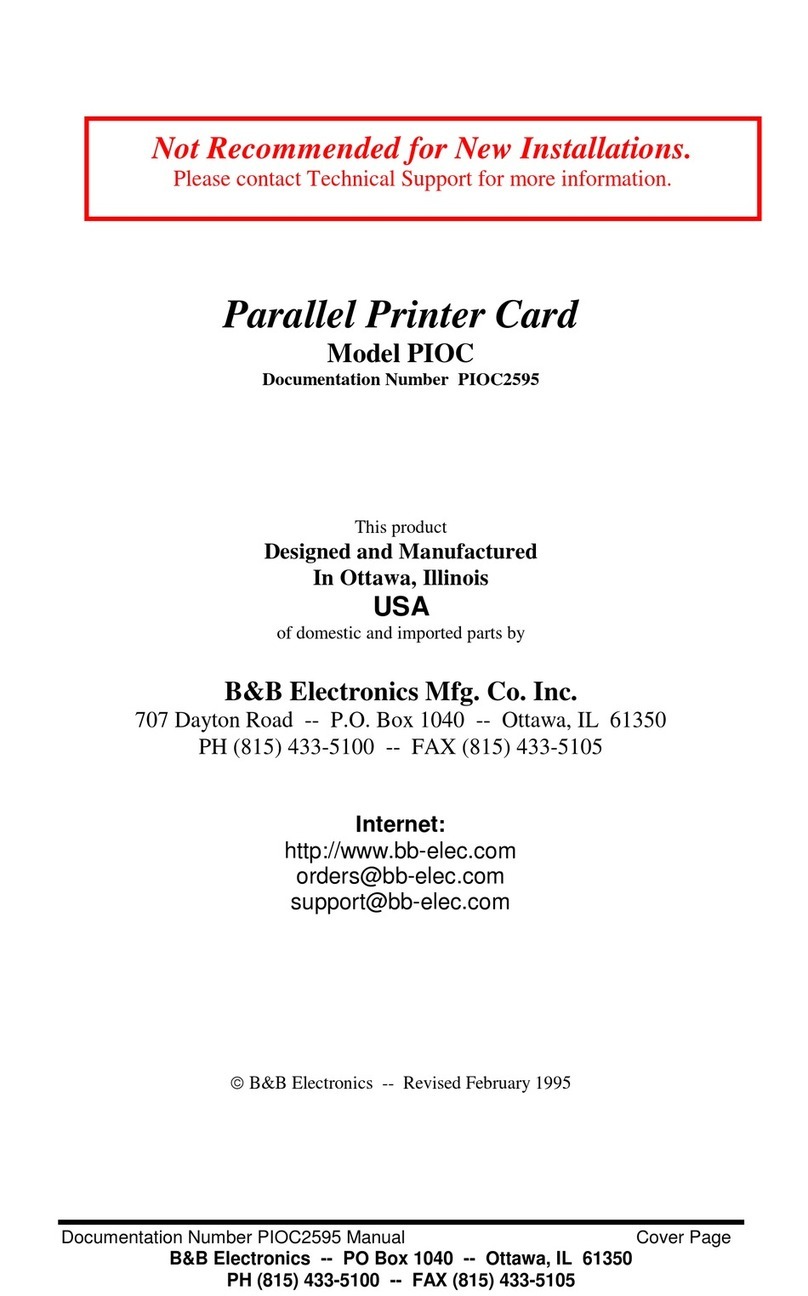 B&B Electronics Parallel Printer Card PIOC User manual