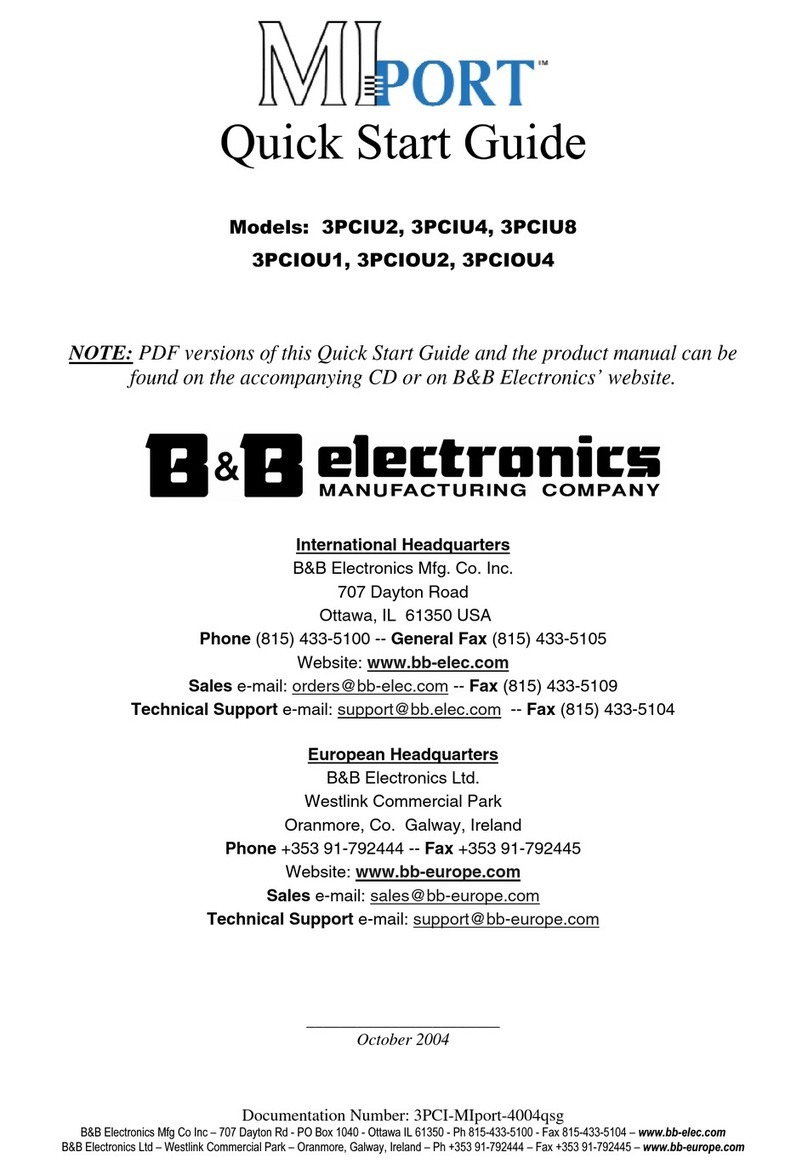 B&B Electronics MIPort Universal PCI Cards 3PCIOU1 User manual B&B Electronics MIPort Universal PCI Cards 3PCIOU1 User manual