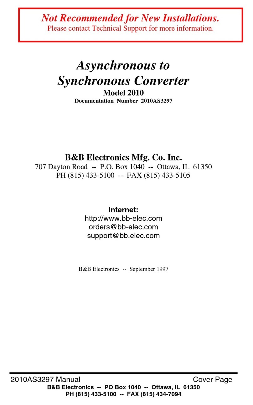 B&B Electronics Asynchronous to Synchronous Converter 2010 User manual B&B Electronics Asynchronous to Synchronous Converter 2010 User manual