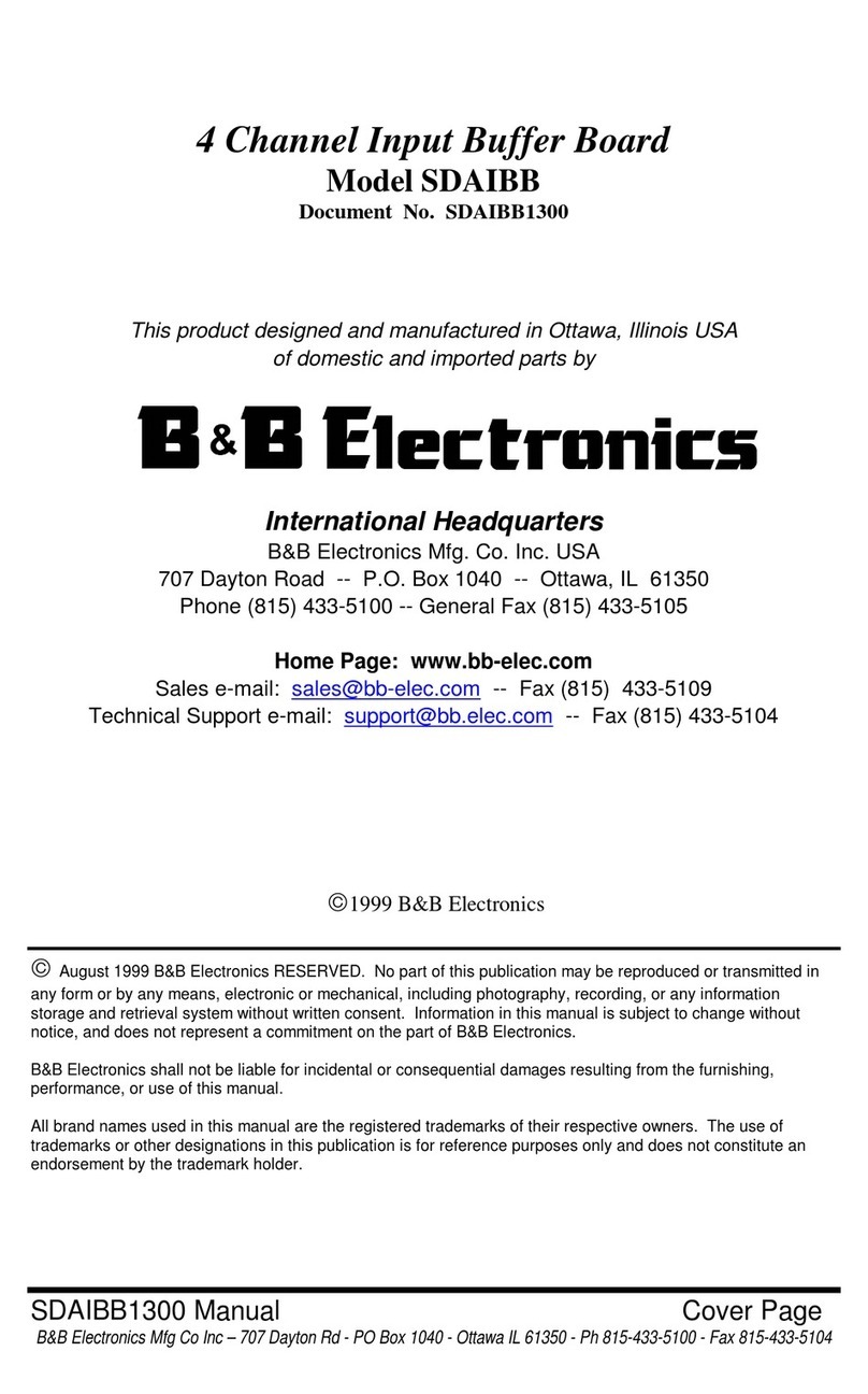 B&B Electronics 4 Channel Input Buffer Board SDAIBB User manual B&B Electronics 4 Channel Input Buffer Board SDAIBB User manual