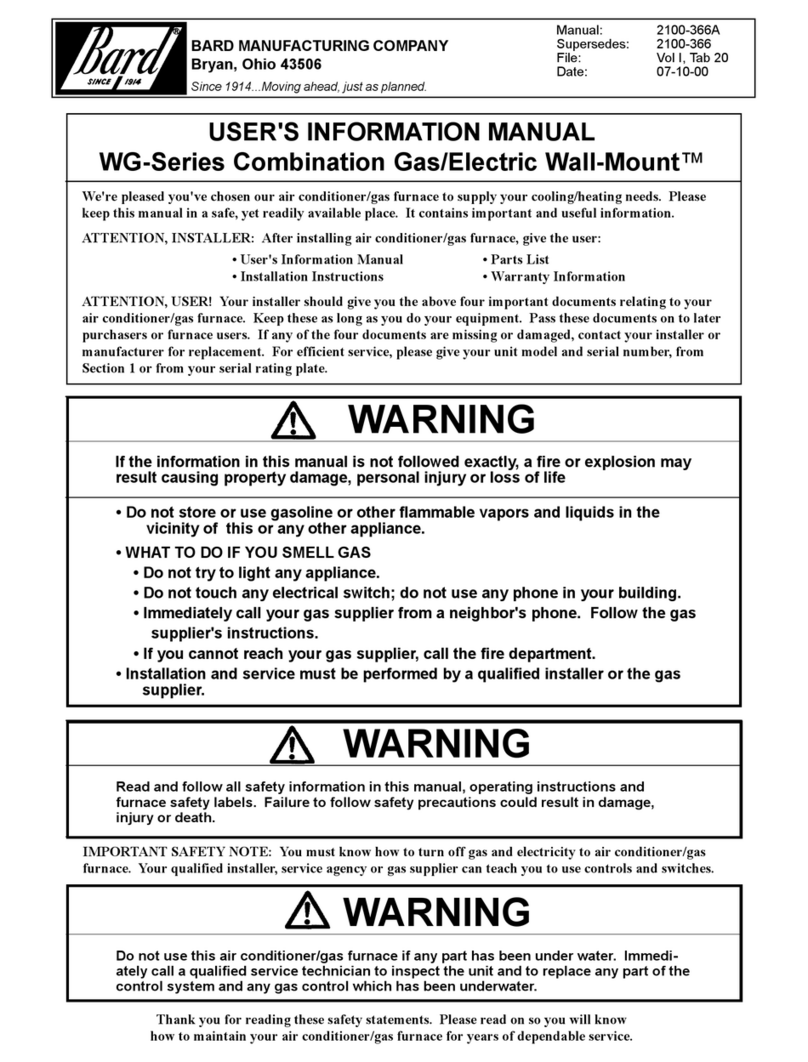 Bard WG-Series User's information manual