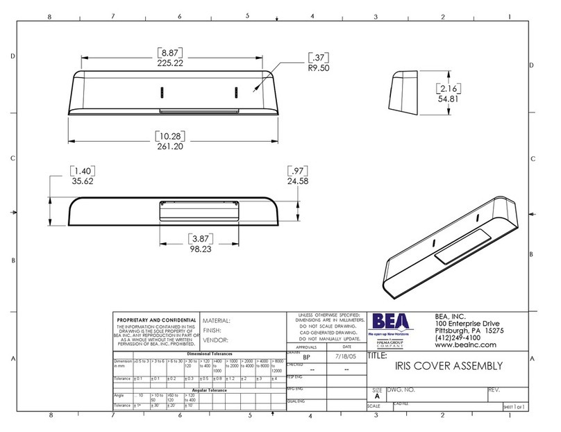 BEA IRIS Cover Assembly Dimensions