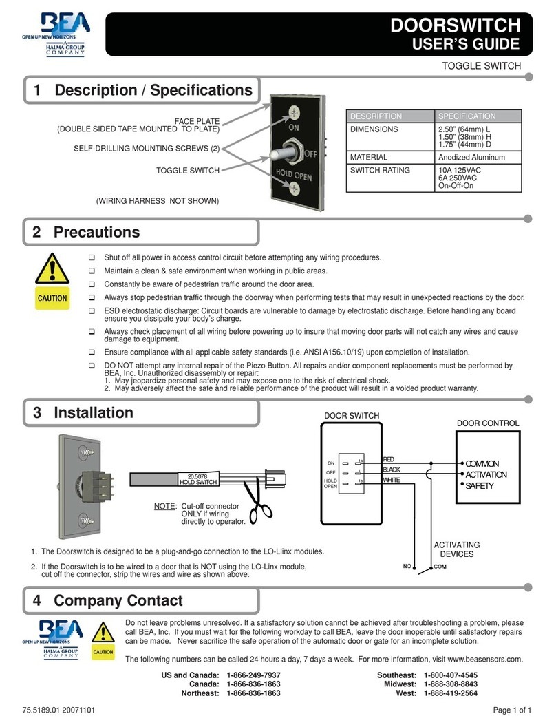 BEA Door Switch And Toggle Switch user guide