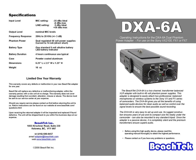 BeachTek Phantom Adapter DXA-6A operating instructions