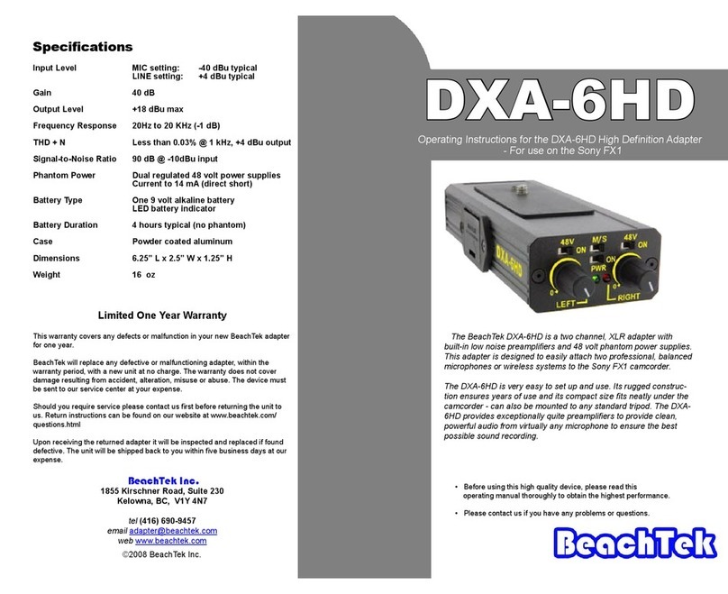 BeachTek High Definition Adapter DXA-6HD operating instructions