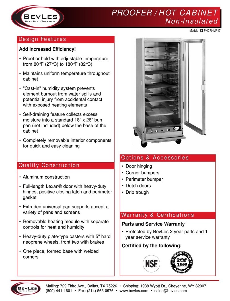 BevLes Proofer/Hot Cabinet PHC70-MP17 User manual