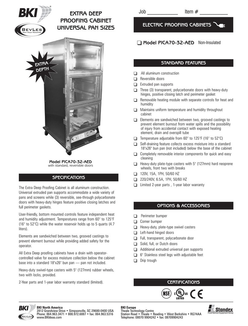 BKI Extra Deep Proofing Cabinet Universal Pan Sizes... Specifications