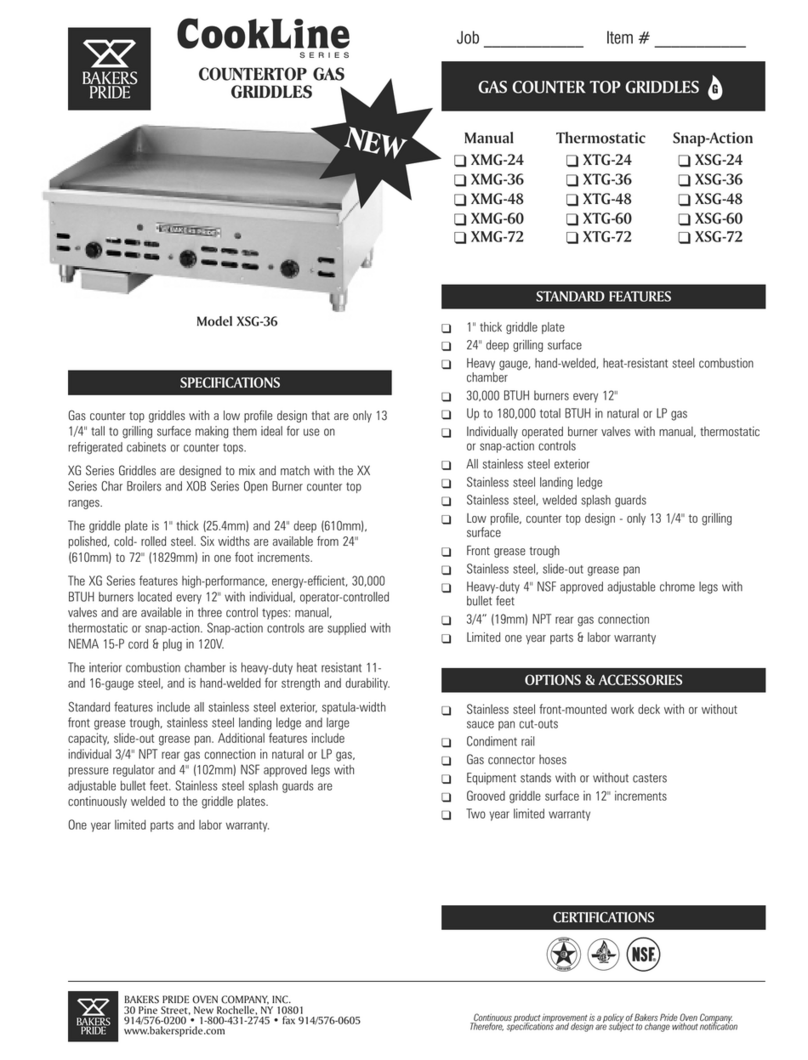 Bakers Pride CookLine XSG-36 specification