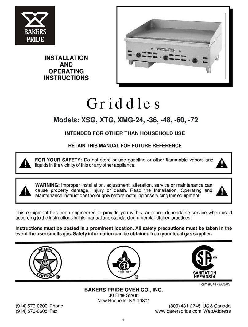 Bakers Pride CookLine XMG-24 Installation and operating instructions