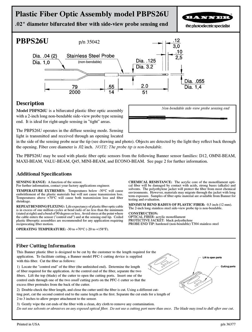 Banner Plastic Fiber Optic Assembly PBPS26U User manual
