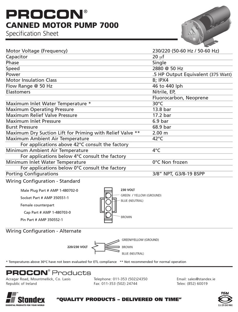 Procon Canned Motor Pump 7000 Specification sheet