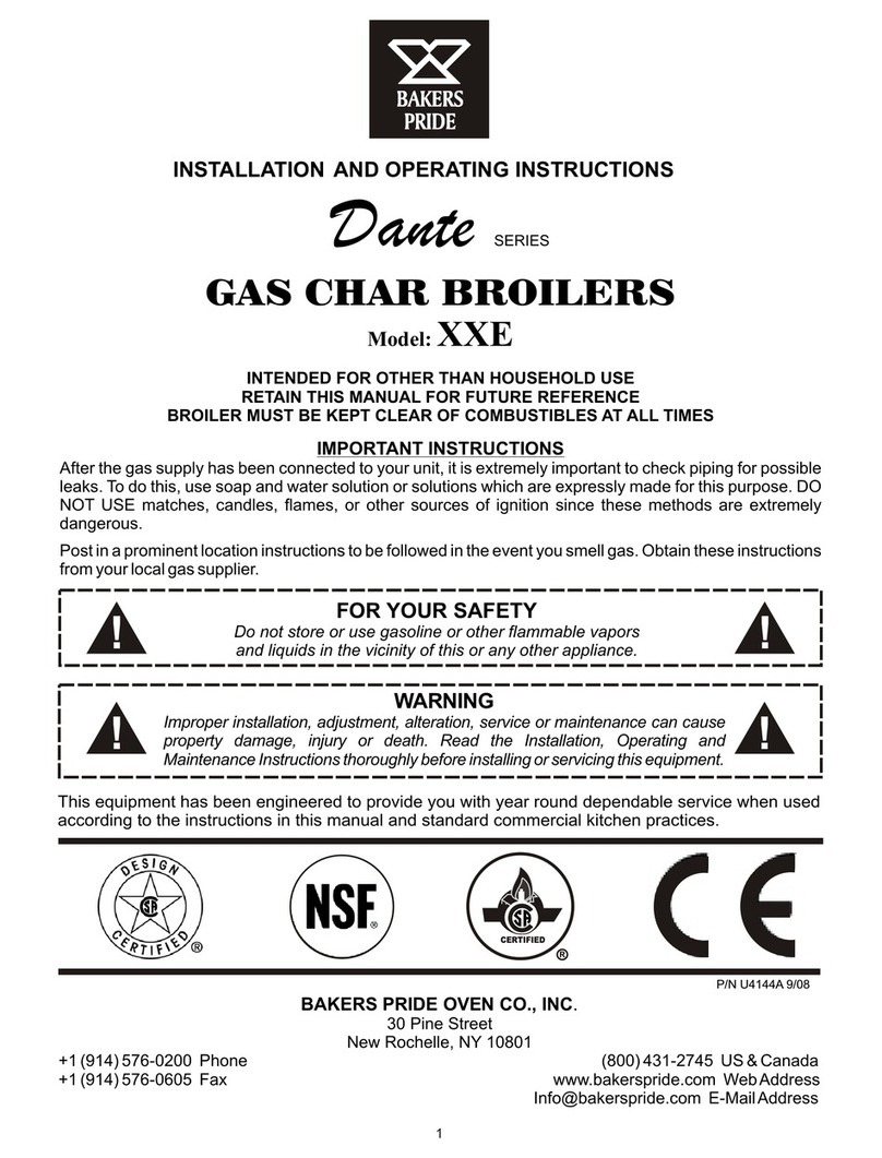 Bakers Pride Dante Series XXE Installation and operating instructions